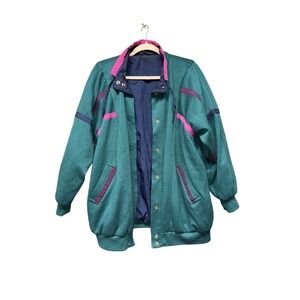 Vintage 80s/90s Daniel Colorblock Fleece & Nylon Jacket – Teal/Pink/Purple